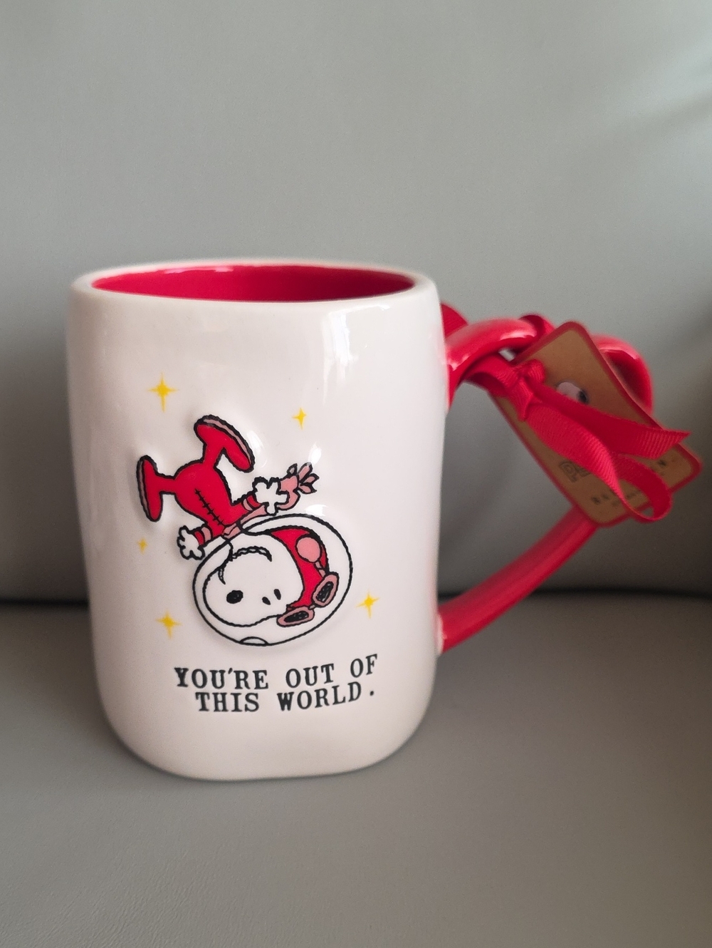 Rae Dunn Peanuts Astronaut Snoopy You're Out Of This World mug NWT